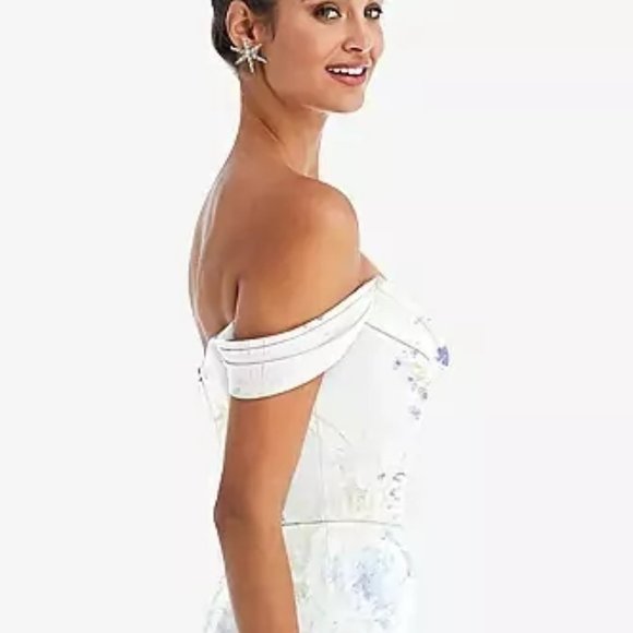 Off-the-Shoulder Draped Neckline Maxi Dress....TH065...Bleu Garden....Size 10 - Picture 5 of 9